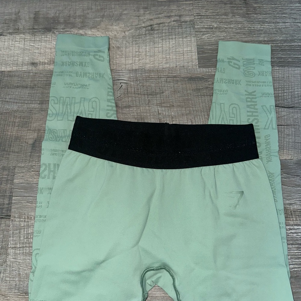 Gymshark Mint Green Leggings with Black Waistband